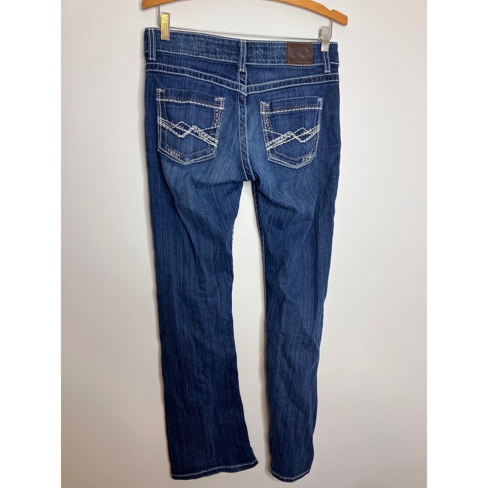 BKE Culture Bootcut Jeans Womens 29R Blue Excellent Contrast Stitch Distressed - Picture 5 of 9